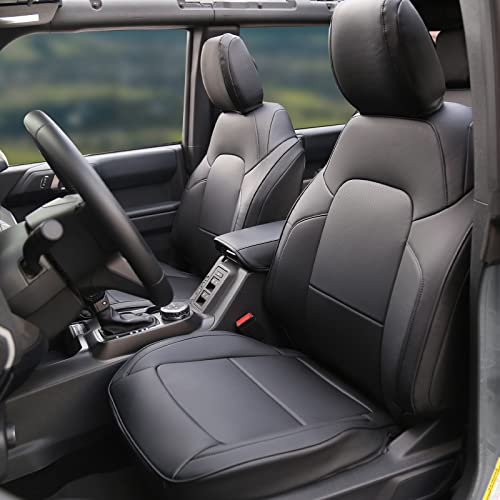 Mabett Seat Covers Protector with Backrest and Armrest for Ford Bronco Accessories 2021 2022 2023 2024 4-Door Full Set PU Leather Interior Covers (Black)