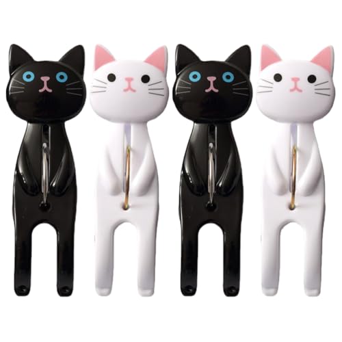 4Pcs Beach Towel Clips Cartoon Cat Shaped Windproof Non-Slip Clothespins for Beach Chairs, Clothes, Quilt, Blanket, 4.33 Inch