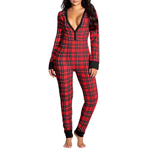 Pyjama long une pièce pour femme col en V chic et combinaison nuit élastique