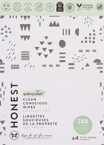 Image of The Honest Company Hypoallergenic Multi-Use Baby Wipes for Sensitive Skin Baby Pattern Play 288 Count (Pack of 3)