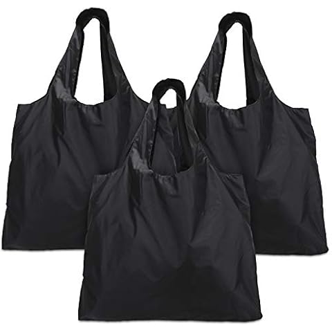Luxja 3pcs Reusable Shopping Bag, Fold Up Shopper with Attached Pouch, Washable, Durable and Lightweight Cover