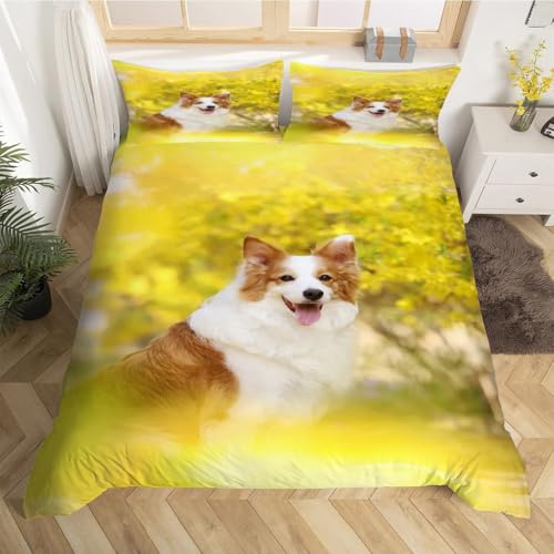 Housse de couette Border Collie 90x190 cm douce pour dormir paisiblement