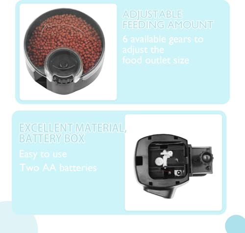 Futterautomat für Aquarium, 60ml Automatischer Fischfutterautomat mit Timer, Einstellbar Fische Fischfutterspender für Pellets & Streifen, für Aquarien Glasdicke von weniger als 3,5 cm