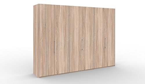 WIEMANN Loft Kleiderschrank, Schlafzimmerschrank, Gleittürenschrank, Drehtürenschrank, Eiche-sägerau, Holz, B/H/T 300 x 216 x 58 cm