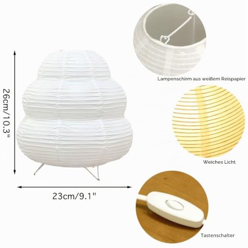 Papierlaterne Tischlampe Dekorative Tischbeleuchtung Japanisches faltbares Origami-Nachtlicht Nachttischlampe Stimmungslicht für Schlafzimmer, Wohnzimmer, Restaurant – Bild 5