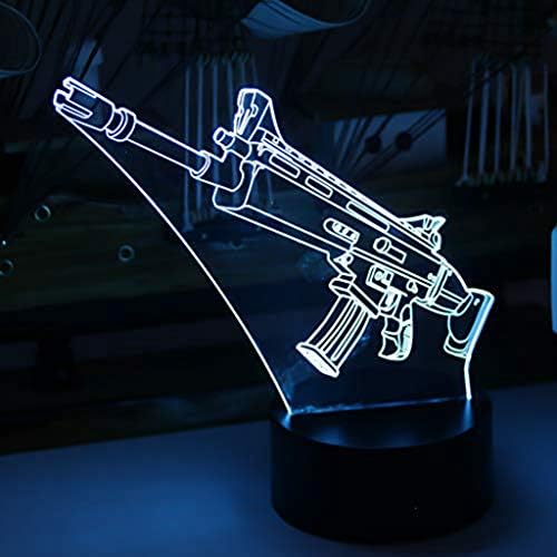 3D Led Desk Lamp for Fortress Battleroyal Players Modelling Weapon Night Light USB Charge & Touch Button Kids Bedroom Lighting Gift for Home Decor (Black Scar)