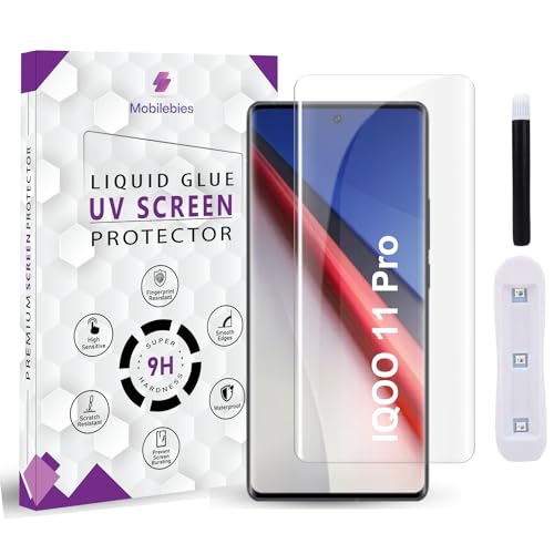 Image of Premium HD+ UV Tempered Glass Screen Protector For iQOO 11 Pro /iQOO 12 Pro (6.78 Inch, Pack of 1) Full Adhesive UV Curved Screen Guard Case Friendly HD Clarity with installation kit