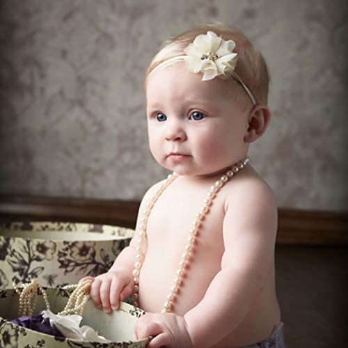 My Lello Infant Baby/Toddler Girls Flower Headbands Chiffon Beaded Flower Skinny Elastic 2 pack2