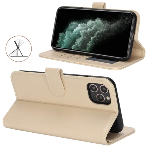 Image of for iPhone 11 Pro Max Case Wallet with Card Holder,for iPhone 11 Pro Max Wallet Case for Women Men,PU Leather Shockproof Magnetic Buckle Stand Flip Phone Case-Beige