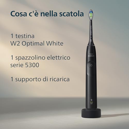 Philips Sonicare 5300, spazzolino elettrico sonico con 2 livelli di intensità, avviso di pressione, EasyStart, Smartimer e BrushPacer, nero, modello HX7101/01 - 10