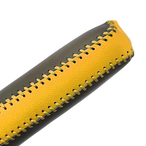 Handbrake Cover Genuine Leather - Hand Stitched Car Interior Accessory with Red Stitching for Protection & Style - Universal Fit for Most Cars