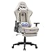 ALEAVIC Silla Gaming Ergonómica, Silla Gamer, Reclinable 160º, Sillas Gaming con Reposapiés, Silla para Juegos con Soporte Lumbar de Masaje (Blanco)