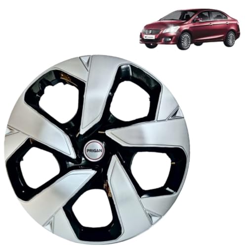 Image of Prigan Ciaz Black Silver Wheel Cover 15 inch for Maruti Ciaz (Set of 4 Pcs) (Press Fitting) Model- Punch Reverse 15