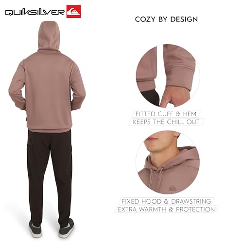 Image of Quiksilver Men's Regular Fit Active Performance Heavyweight Jacquard Mesh and Polar Fleece Pullover Hoodie (S-XL)