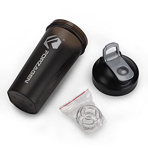 Forzagen Shaker Bottle 20 oz - Protein Shaker Bottle for Pre & Post workout drinks - Classic Protein Mixer Shaker Bottle (Black, 1 Pack)