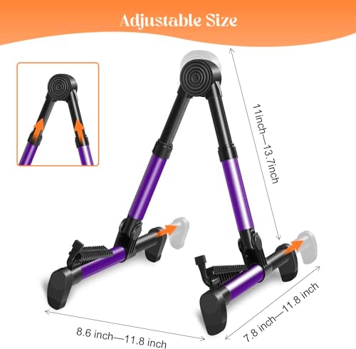 Image of Softline Pro Guitar Stand for Home, Folding Instrument for Acoustic, Electric, Classical Guitars, Violin, Ukulele & Bass, Portable and Lightweight, Easy to fold (SP24-A, Purple)