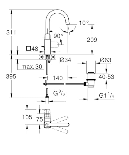 Mitigeur lavabo GROHE Dice résout le gaspillage d'eau chaude avec QuickTool - 5