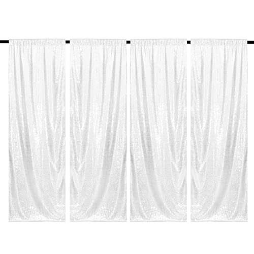 Cortinas de Lentejuelas Blancas 4 Paneles 2FTx8FT Fondo Fotográfico miniatura 1