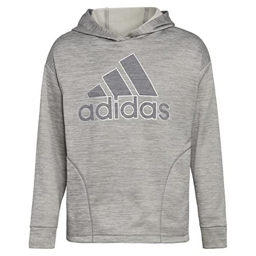 Sweat à capuche gris fille adidas en molleton chiné taille S