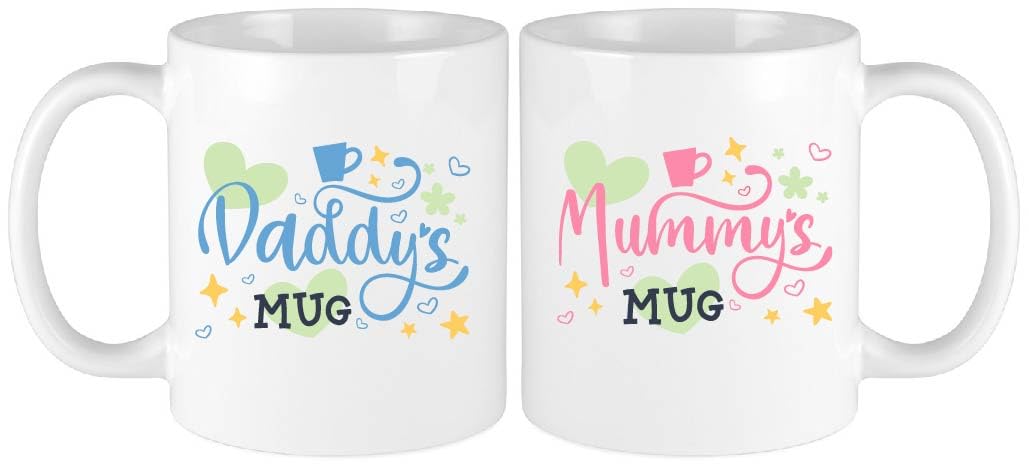 Set regalo di tazze da caffè per mamma e papà, neogenitori, baby shower, festa della mamma/papà, regalo per Natale, anniversario, set di tazze per mamma e papà, 300 ml (design 3, bianco)
