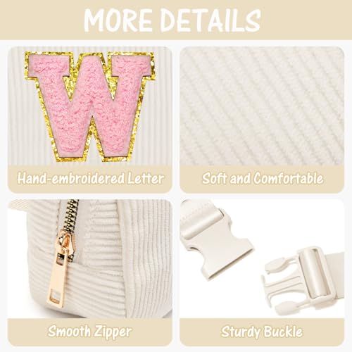 Image of Gitus Gifts for Teen Girls 10-12 12-14 14-16 16-18 Birthday Gifts for Girls Women Sister Teacher Initial Belt Bag Fanny Pack Crossbody Bags for Teen Girl Gifts Trendy Stuff Travel Essentials (Ivory-W)