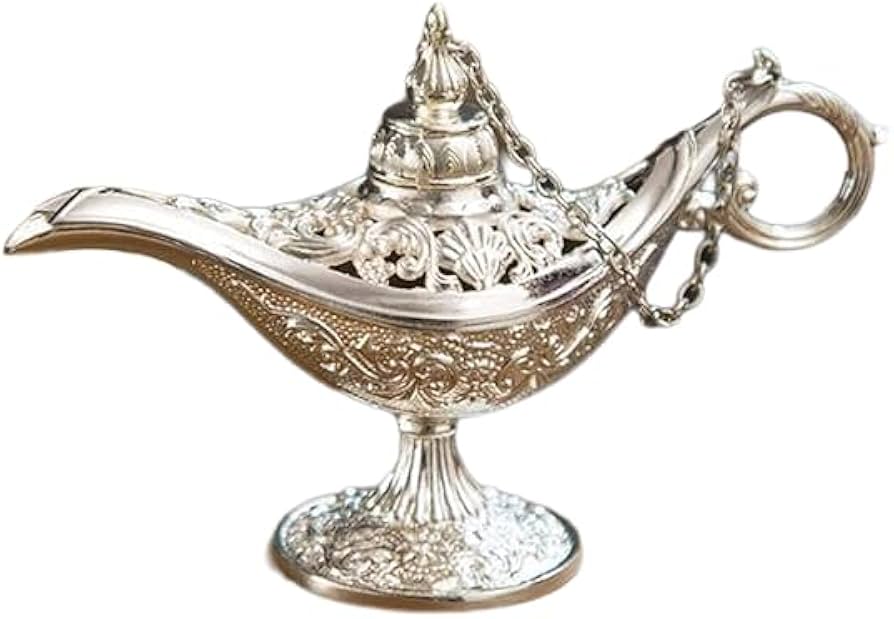 Metal Carved Aladdin Lamp Magic Vintage Home Tea Oil Pot Arabic Art