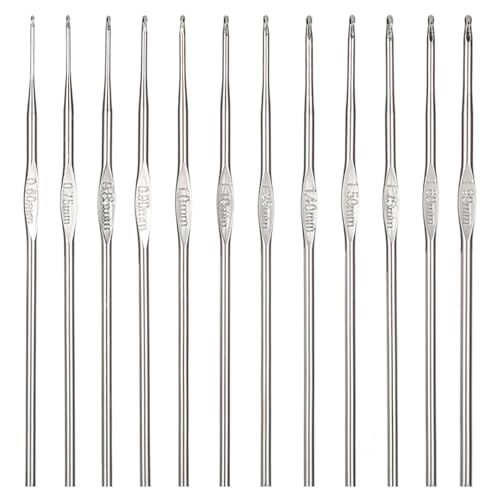 12 Sizes Small Crochet Hooks, Metal Stainless...