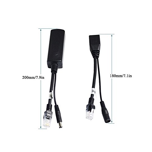 Kit POE COOSO Splitter y Inyector Pasivo Compatible con la mayoría de Switches y Cámaras HD. 24V a 12V, 2 Pares miniatura 7