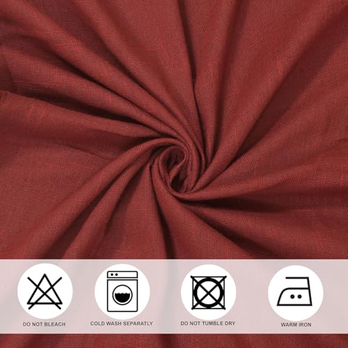 Image of THE LINEN COMPANY Window Curtains Sheer Cotton Curtains with Pom Pom Lace Rod Pocket Light Filtering Transparent Net Curtains for Window Curtains Door Curtains Living Room Maroon 4 Ft Pack of 2