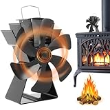 Auniq Ventilador para Quemador de Leña, Mini Ventilador de Estufa de 6 Palas Quemador de leña para chimenea con ventilador para circulación de calor para quemador de leña/leña/chimenea