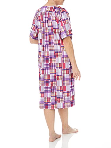 Image of AmeriMark Casual Women's Patio Muumuu House Dress Loose Comfortable Short Sleeve Sun Dress Lounger Gown Sleepwear for Ladies