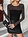 Zeagoo Women's Mesh Blouses Sexy Sheer Long Sleeve Shirts Crew Neck Going Out Tops Fall Lace Clothes Black M