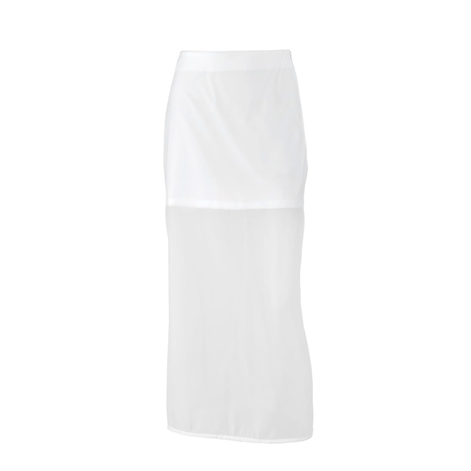 Commuter Midi Long Skirt Sheer Women's Maxi Skirts with Zipper(Wei�,Lagre)