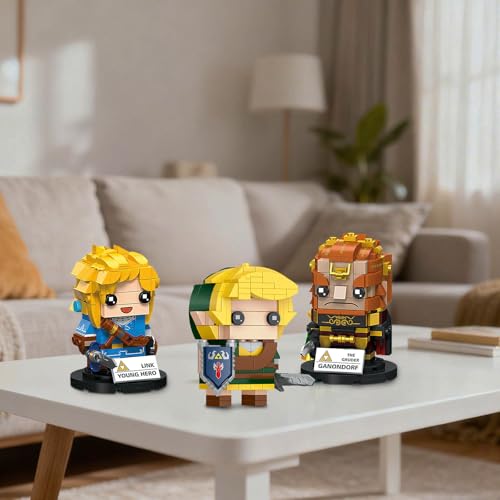 Image of TOY PLAYER BOTW Link Figure Building Set, Link Action Figures with Master Sword and Ganondorf, Birthday Party Decorations Supplies, Gifts for 14+ Fans &Adults (200+ Pieces)