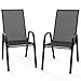 Bonnlo Stapelbare Gartenstühle 2er Set, Outdoor-Essstühle, Wetterfeste Stapelstühle mit Atmungsaktivem Textilene, Robustes Metallgestell, für Balkon, Terrasse & Garten, bis 180 kg, Schwarz