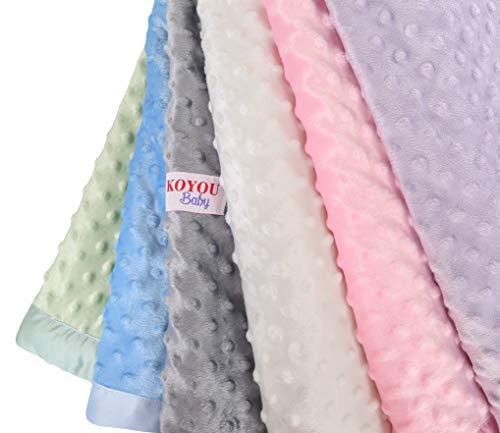 Koyou Baby Green Super Soft Minky Plush Reversible Double Layer 30" X 35" Baby Blanket With Dotted Backing And Silky Trim #TOP4