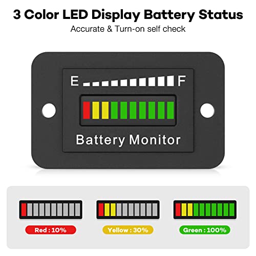 Image of 12V 24V 36V 48V 60V 72V LED Battery Monitor Meter Battery Fuel Gauge Indicator ELMCONFIG BM210 Lead-Acid&Lithium ion Battery Tester for Golf CART Yamaha Club CAR EZGO Stacking Machine Motorcycle