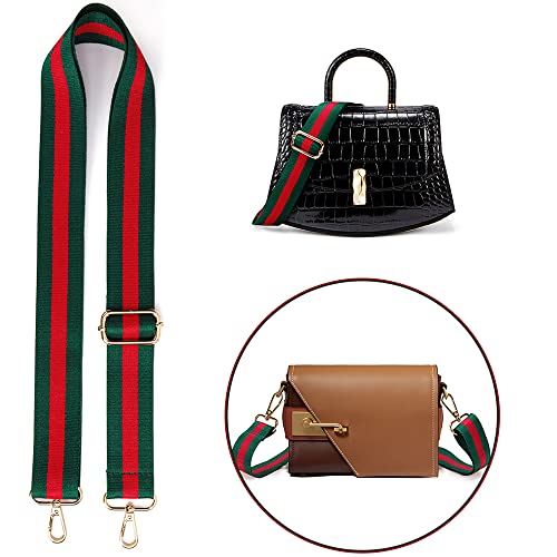 Lekesky Purse Strap Replacement Crossbody, 1.5" Golden Buckle Green & Red Purse Strap For Women, Adjustable Bag Straps Replacement #TOP3