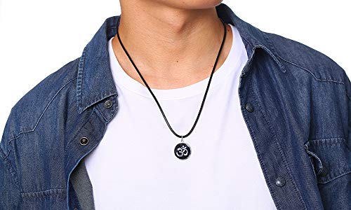 Stainless Steel Om Necklace for Men Women, gold plated/Silver/Black Yoga Charm Pendant Necklaces Aum Om Ohm Sanskrit Symbol Hindu Meditation Chain Necklace,Mens Womens Jewelry Gifts2