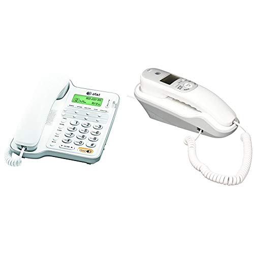 AT&T CL2909 Corded Phone with Speakerphone and Caller ID/Call Waiting, White & TR1909 Trimline Corded Phone with Caller ID, White