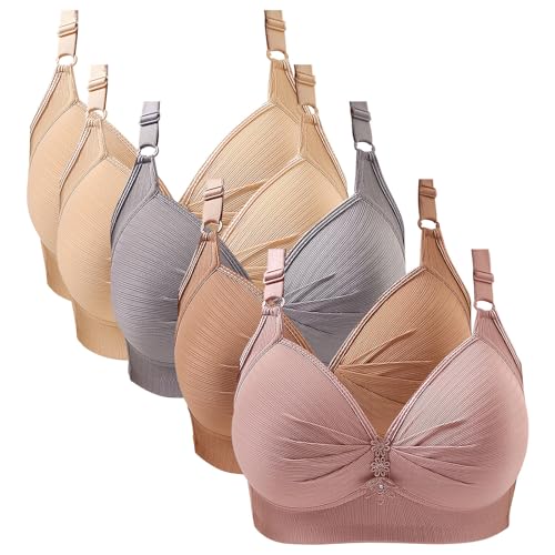 Sujetador sin aros de talla grande con cierre frontal pack de 3 bralettes cómodos rosa XL Z04