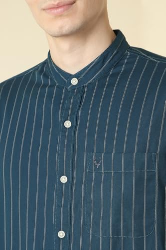 Image of Allen Solly Men's Casual Mandarin Collar Shirt | Regular Fit | Contemporary Design | Smart Casual Wear