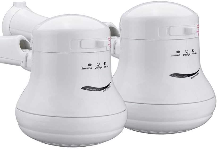 Cabezal ducha eléctrica Accesorios instantáneos sin tanque calientes Inicio Control temperatura redondo Ahorro agua con soporte manguera Baño Seguro alta potencia(UE) (2)