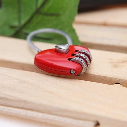 Miniatura 8 de Mini candado de corazón de amor, candado de corazón rojo, mini bloqueo de código, cuerda de alambre de combinación de código de 3 dígitos para