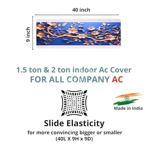 Image of Printed Split Ac Cover Combo Indoor Unit For 1.5 Ton Capacity AC, Inner Unit Ac Cover, All Weather Cover /Attractive Digital Prints /Dustproof /Water Resistant (Golden Floral & Gold Deer)