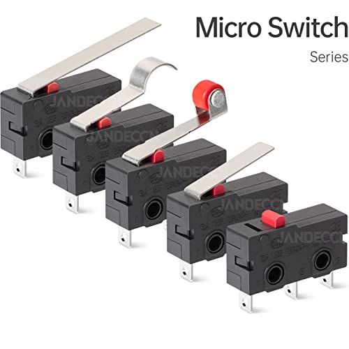 Jandeccn 20Pcs Limit Switch Ac 5A 125 250V Spdt 1No 1Nc Short Straight Hinge Lever Arm Micro Switch Kw12 (Type B) #TOP5