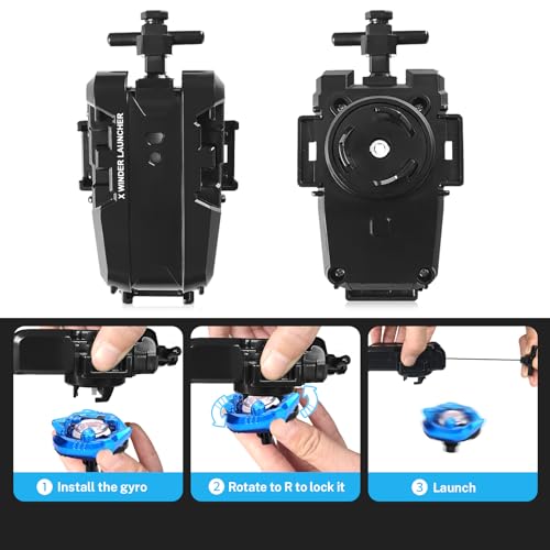 image for DEZAWRTY Gyro X Battling Blade Set, 12 Spinning Tops, 3 Launchers and 