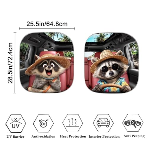 Image of Raccoon Car Sun Shade Windshield Foldable Removable Automotive Accessories Auto Interior Protector Reflect UV Sun and Heat and Protect Your Car