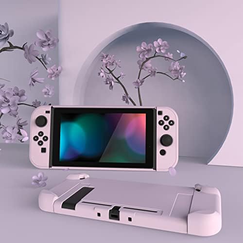 eXtremeRate PlayVital Back Cover for Nintendo Switch Console, NS Joycon Handheld Separable Protector Hard Shell, Dockable Protective Case for Nintendo Switch - Peach Blossom Pink (NOT for Switch 2) - 3