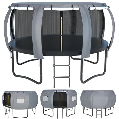 Round Trampoline Tent 14FT (Tent only) Trampoline Sunshade Cover Oxford Fabric- Suitable for 8-Pole Round Trampolines- Outdoor Trampoline Accessories-Easy to Install- Grey